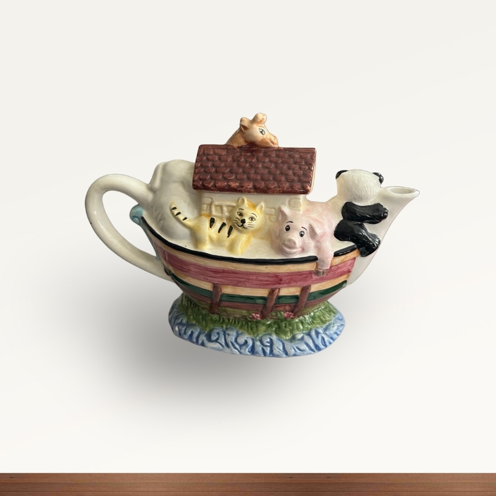 Noah's Ark Hand Painted Ceramic Teapot